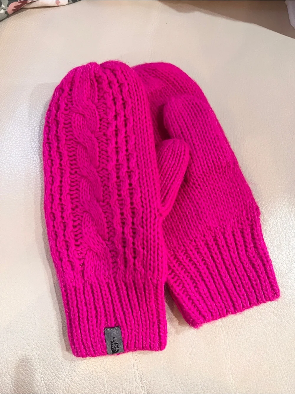 The North Face Hot Pink Cable-Knit Hat, Scarf & Mittens Set